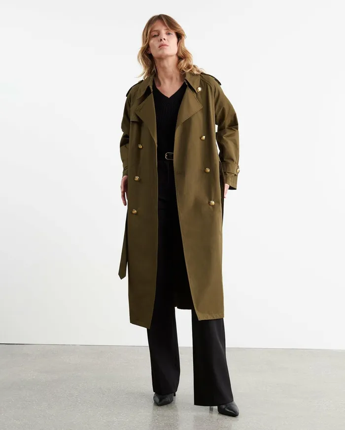 Nili Lotan TOUSSAINT TRENCH COAT Olive Green Women Coats and Outerwear