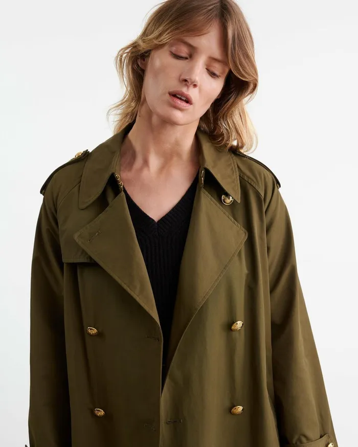 Nili Lotan TOUSSAINT TRENCH COAT Olive Green Women Coats and Outerwear
