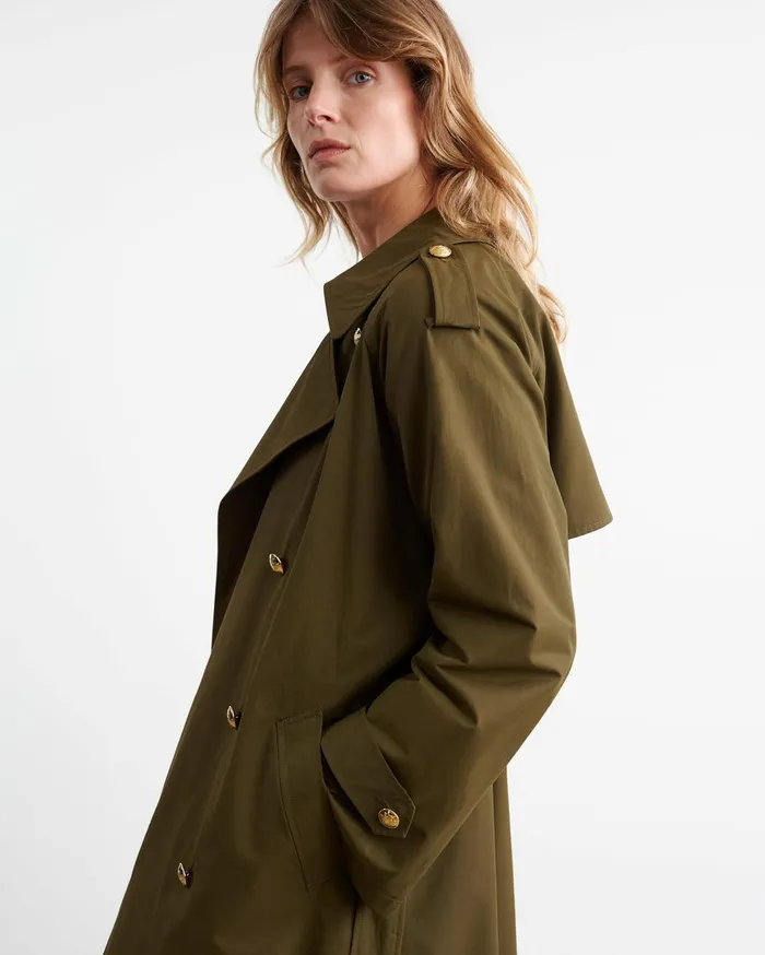Nili Lotan TOUSSAINT TRENCH COAT Olive Green Women Coats and Outerwear