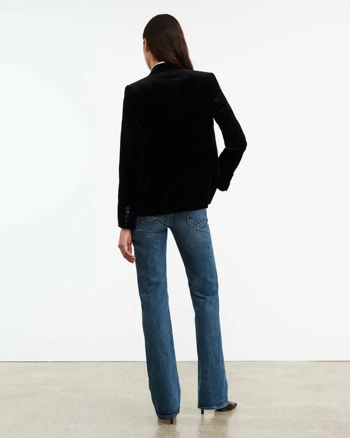 Nili Lotan VEDA VELVET JACKET Black Pinstripe Women Jackets and Blazers