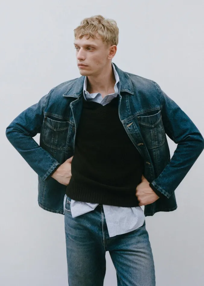 Nili Lotan ZACHARY DENIM JACKET Simon Wash Men Jackets and Coats