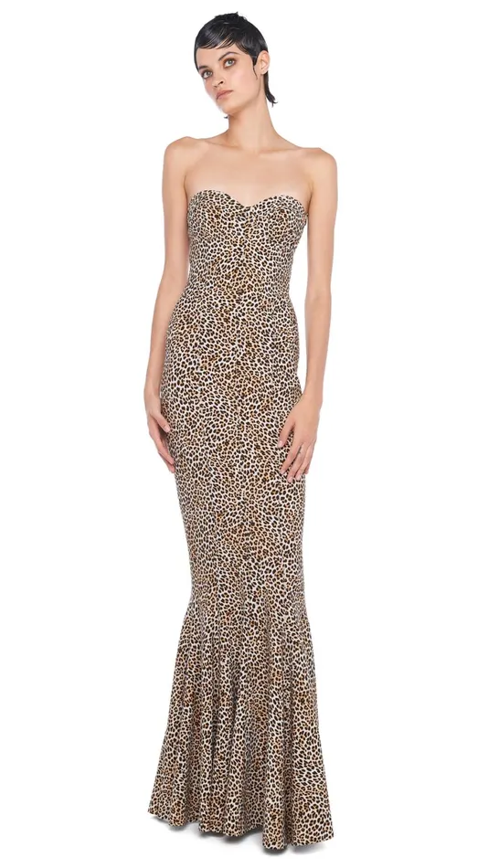 Norma Kamali Dresses BONDED CORSET GOWN Bb Leopard 8211 Clothing