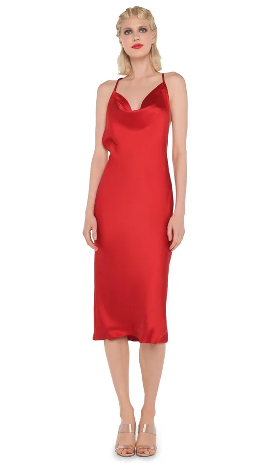 Norma Kamali Dresses CROSS BACK BIAS DRESS Tiger Red 8211 Clothing