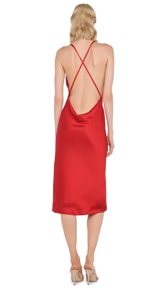 Norma Kamali Dresses CROSS BACK BIAS DRESS Tiger Red 8211 Clothing