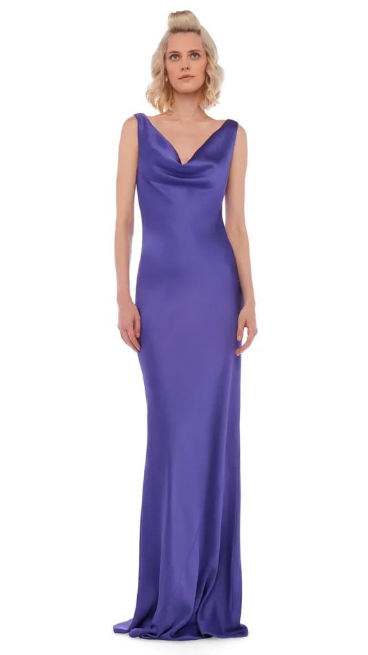 Norma Kamali Dresses DEEP DRAPE NECK GOWN Purple 8211 Clothing