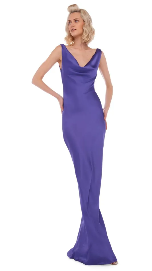 Norma Kamali Dresses DEEP DRAPE NECK GOWN Purple 8211 Clothing