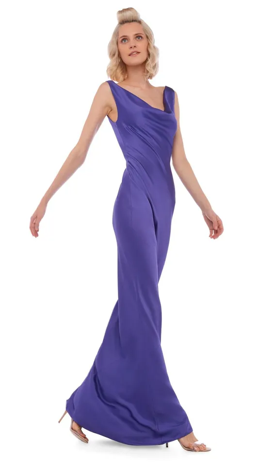 Norma Kamali Dresses DEEP DRAPE NECK GOWN Purple 8211 Clothing