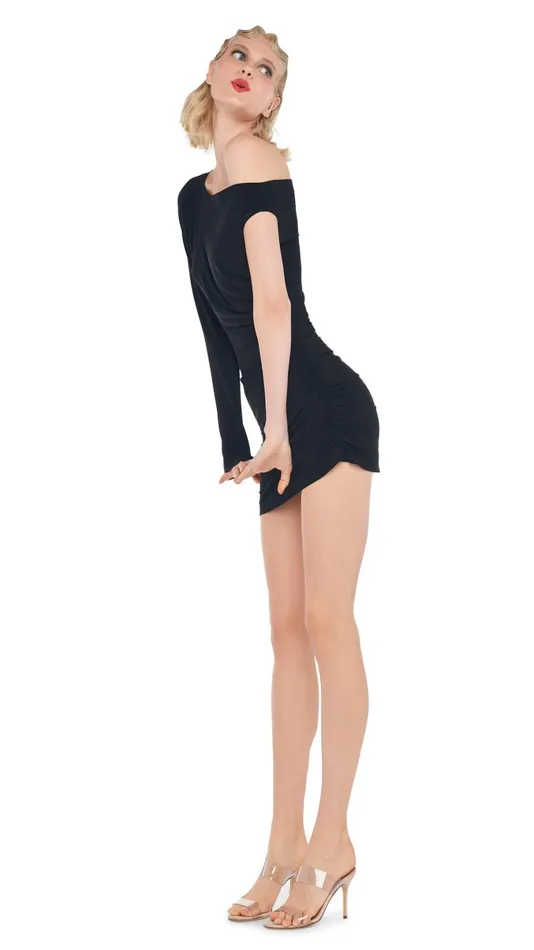 Norma Kamali Dresses DROP SHOULDER MINI DRESS Black 8211 Clothing