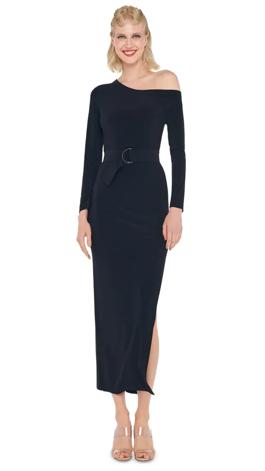 Norma Kamali Dresses DROP SHOULDER SIDE SLIT GOWN Black 8211 Clothing