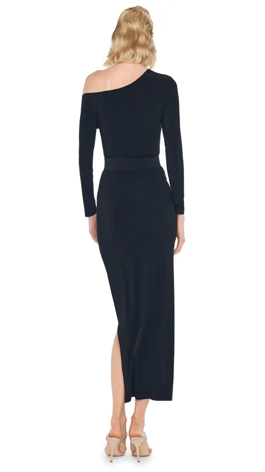 Norma Kamali Dresses DROP SHOULDER SIDE SLIT GOWN Black 8211 Clothing