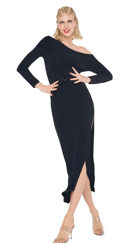 Norma Kamali Dresses DROP SHOULDER SIDE SLIT GOWN Black 8211 Clothing