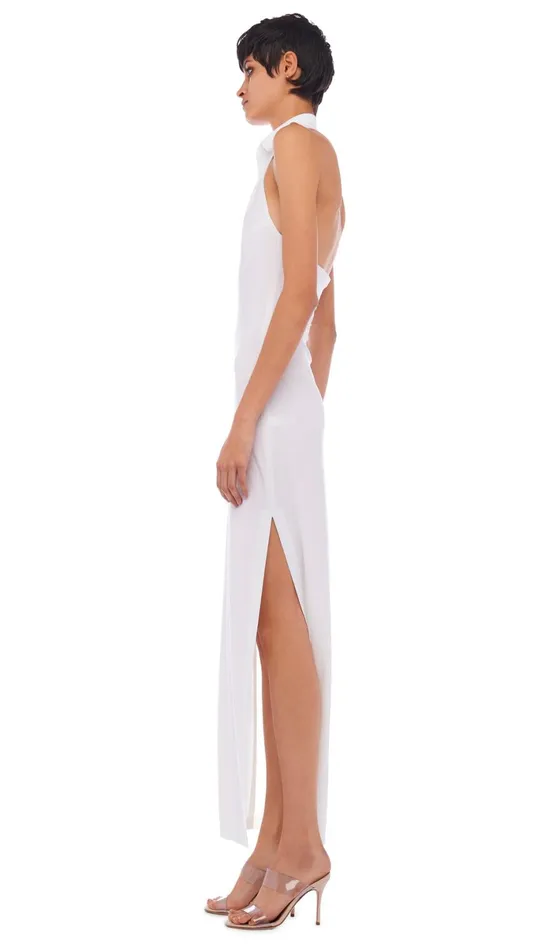 Norma Kamali Dresses HALTER NK SHIRT SIDE SLIT GOWN Snow White 8211 Clothing Norma Kamali Dresses HALTER NK SHIRT SIDE SLIT GOWN Snow White 8211 Clothing