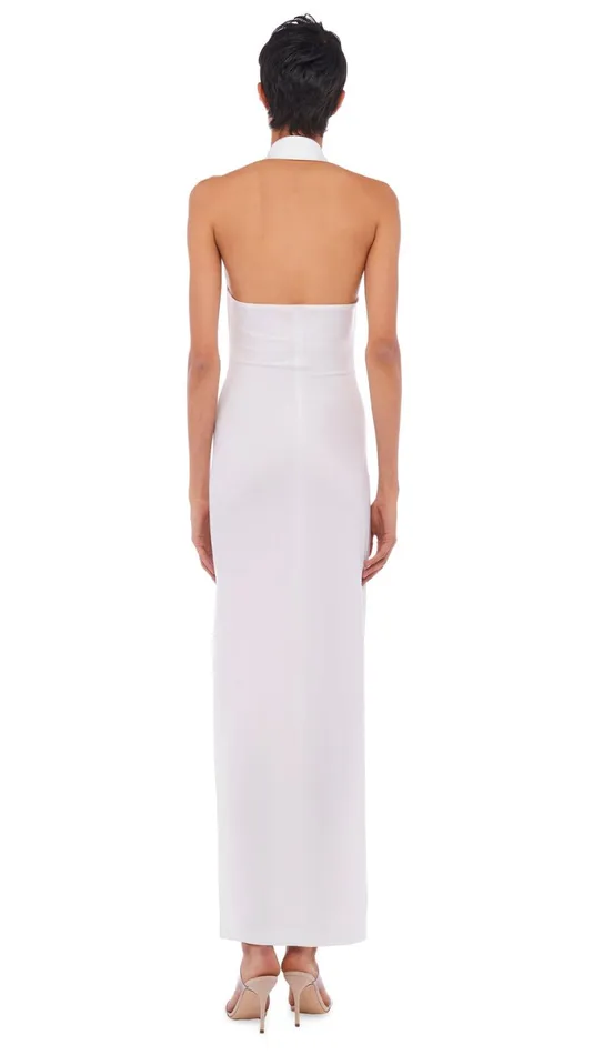 Norma Kamali Dresses HALTER NK SHIRT SIDE SLIT GOWN Snow White 8211 Clothing Norma Kamali Dresses HALTER NK SHIRT SIDE SLIT GOWN Snow White 8211 Clothing