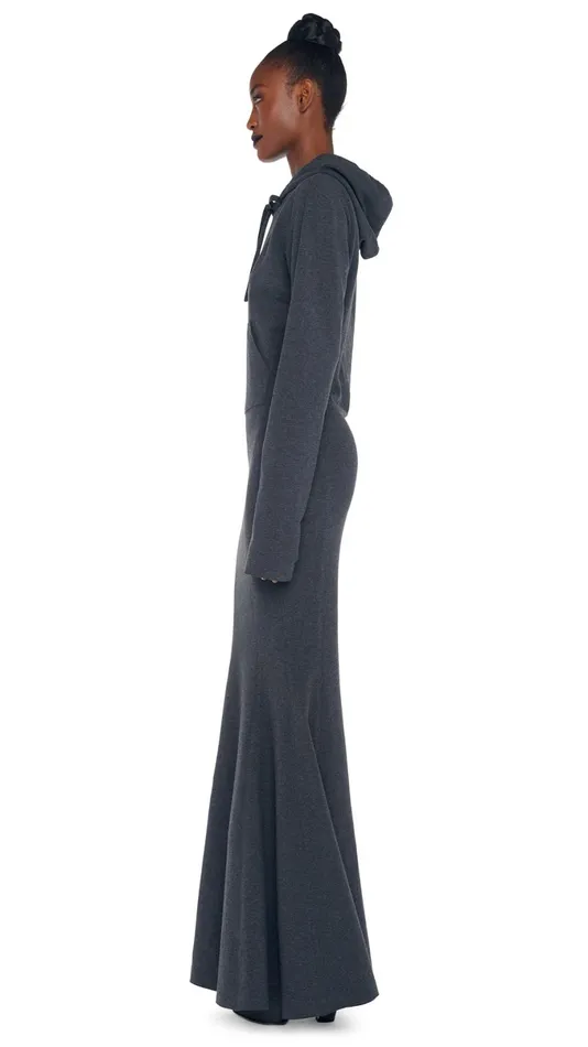 Norma Kamali Dresses HOODED FISHTAIL GOWN Dark Heather Grey 8211 Clothing