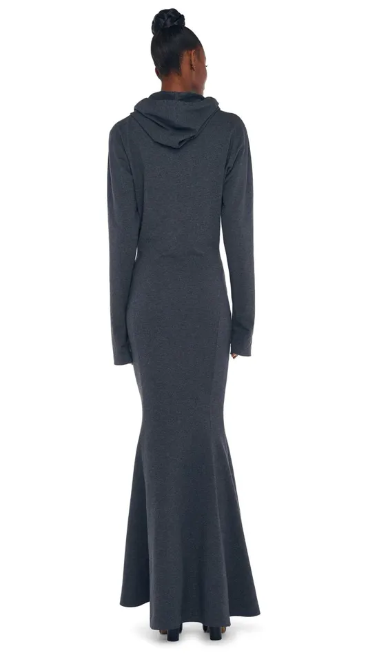 Norma Kamali Dresses HOODED FISHTAIL GOWN Dark Heather Grey 8211 Clothing