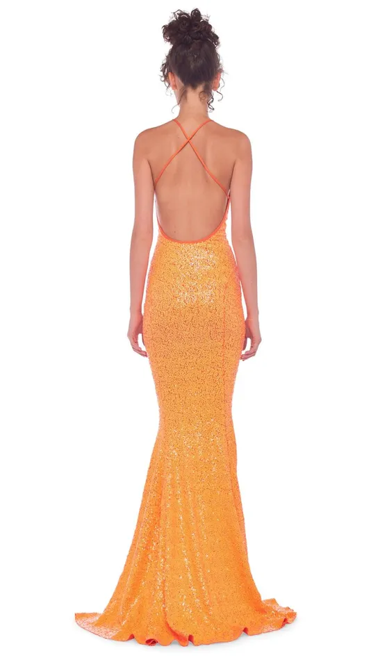 Norma Kamali Dresses LOW BACK SLIP FISHTAIL GOWN Neon Orange 8211 Clothing