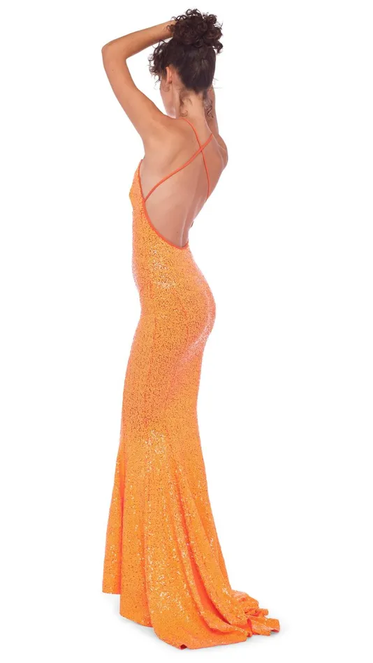 Norma Kamali Dresses LOW BACK SLIP FISHTAIL GOWN Neon Orange 8211 Clothing