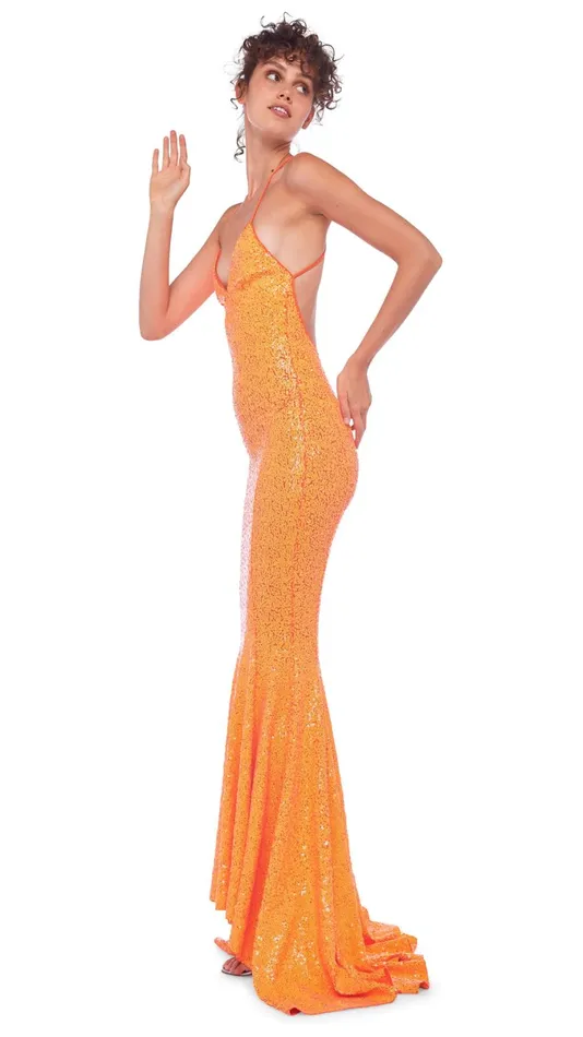 Norma Kamali Dresses LOW BACK SLIP FISHTAIL GOWN Neon Orange 8211 Clothing
