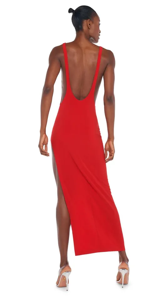 Norma Kamali Dresses MARISSA WIDE SLIT GOWN Tiger Red 8211 Clothing