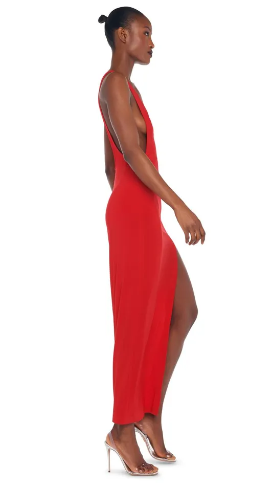 Norma Kamali Dresses MARISSA WIDE SLIT GOWN Tiger Red 8211 Clothing