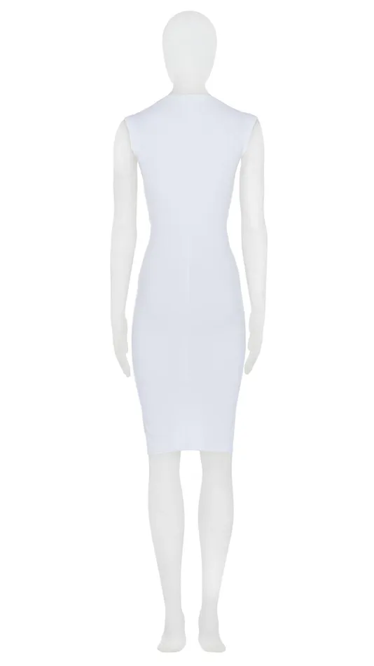 Norma Kamali Dresses SLEEVELESS DEEP V SHIRRED FRONT DRESS Snow White 8211 Clothing Norma Kamali Dresses SLEEVELESS DEEP V SHIRRED FRONT DRESS Snow White 8211 Clothing