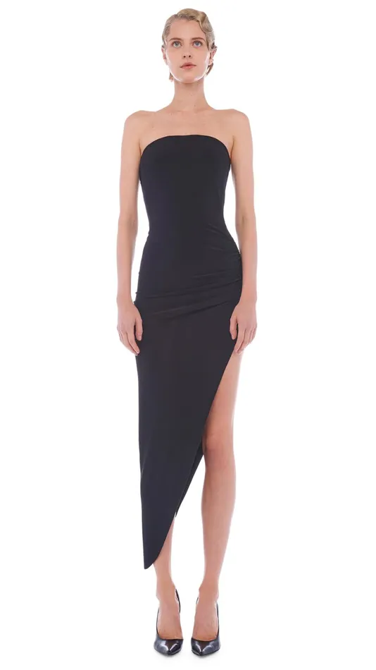 Norma Kamali Dresses STRAPLESS SIDE DRAPE GOWN Black 8211 Clothing