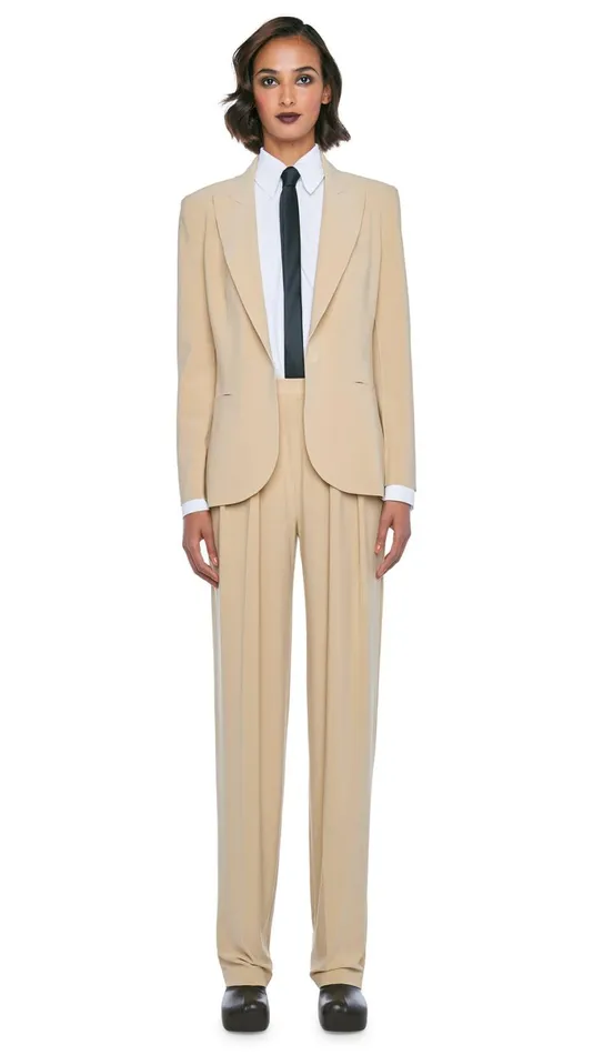 Norma Kamali Jackets CLASSIC SINGLE BREASTED JACKET Sand 8211 Clothing