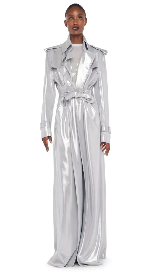 Norma Kamali Jackets DOUBLE BREASTED TRENCH Silver 8211 Clothing