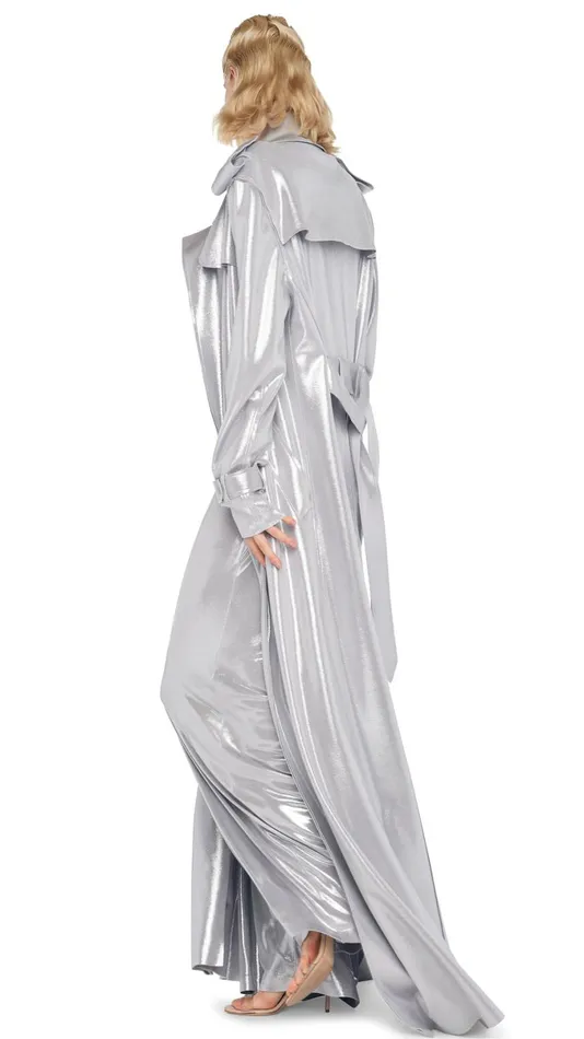 Norma Kamali Jackets DOUBLE BREASTED TRENCH Silver 8211 Clothing