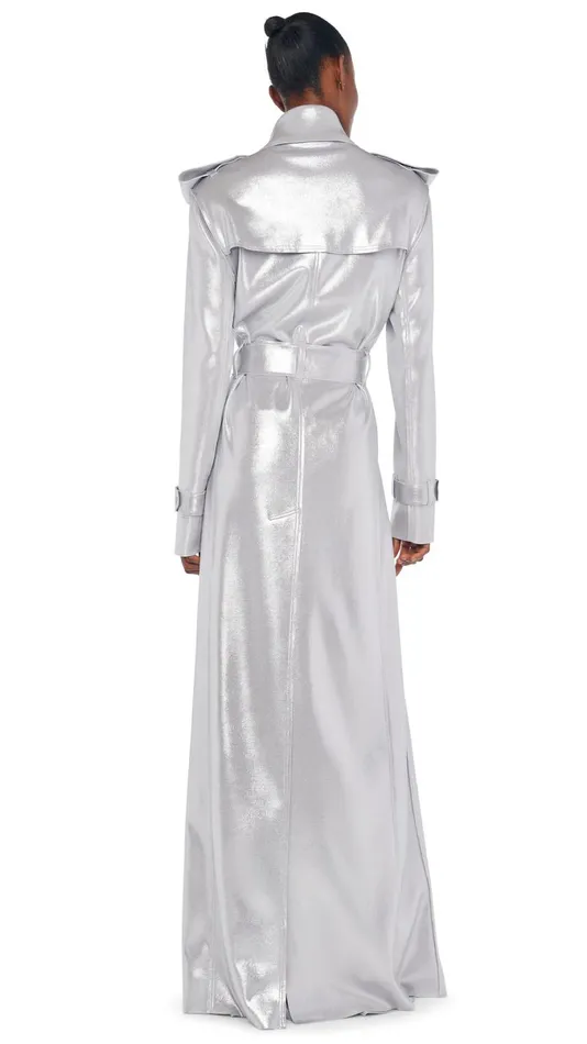 Norma Kamali Jackets DOUBLE BREASTED TRENCH Silver 8211 Clothing