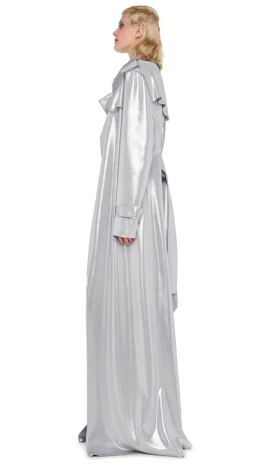 Norma Kamali Jackets DOUBLE BREASTED TRENCH Silver 8211 Clothing