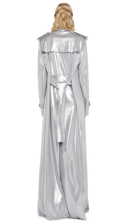 Norma Kamali Jackets DOUBLE BREASTED TRENCH Silver 8211 Clothing