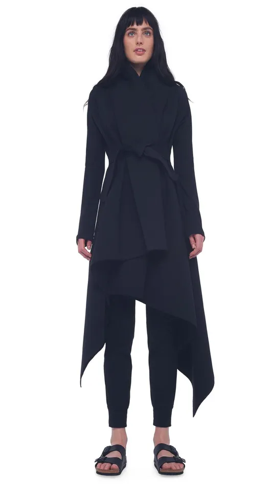 Norma Kamali Jackets UNEVEN BLANKET COAT Black 8211 Clothing