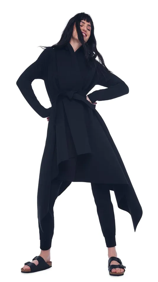 Norma Kamali Jackets UNEVEN BLANKET COAT Black 8211 Clothing