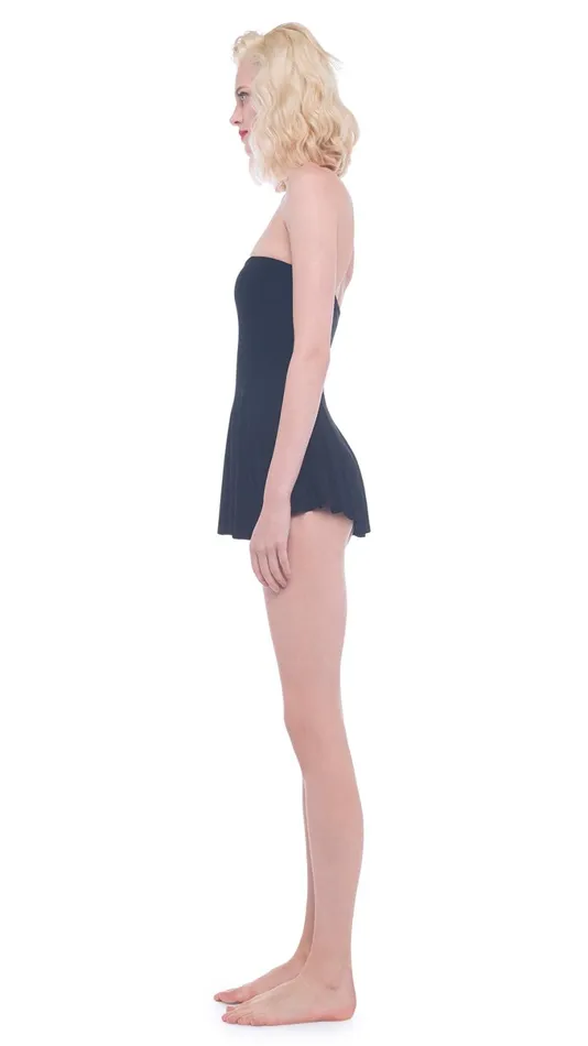 Norma Kamali Swimwear STRAPLESS FLARED SWIM DRESS Black 8211 Clothing