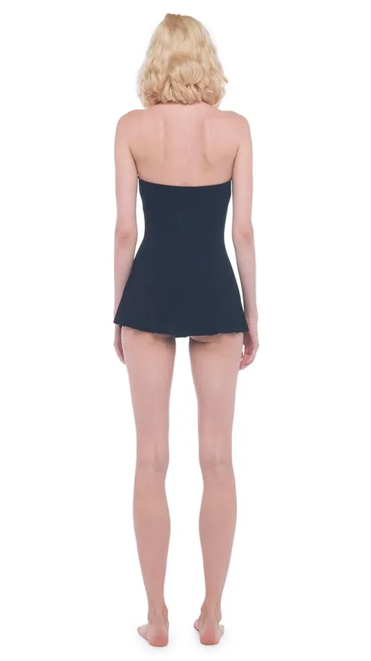 Norma Kamali Swimwear STRAPLESS FLARED SWIM DRESS Black 8211 Clothing