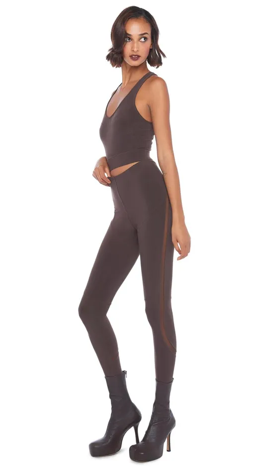 Norma Kamali Tops ACTIVE BRA Chocolatechocolate Mesh 8211 Clothing