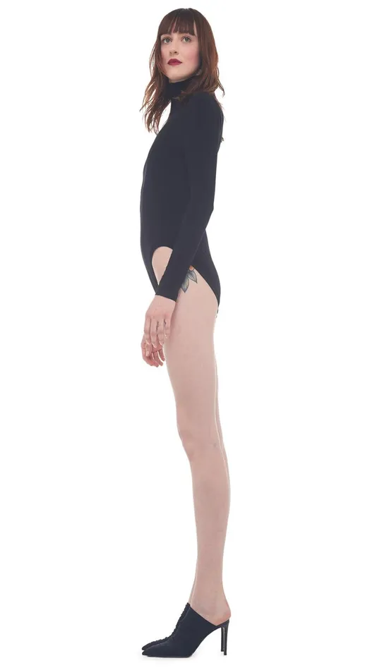 Norma Kamali Tops LONG SLEEVE TURTLE BODYSUIT Black 8211 Clothing