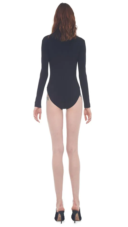 Norma Kamali Tops LONG SLEEVE TURTLE BODYSUIT Black 8211 Clothing