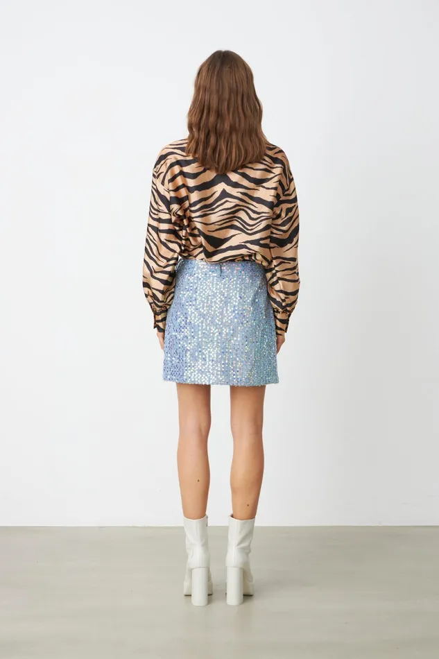 North Skirt 8211 Blue Glitter Women Cras Skirts and Shorts
