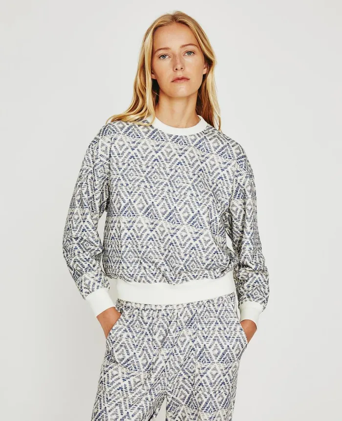 Nova Crew Diamond Chevron Blue Multi Women AG Jeans Sweatshirts Nova Crew Diamond Chevron Blue Multi Women AG Jeans Sweatshirts