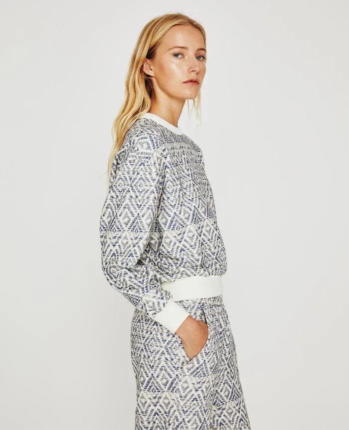 Nova Crew Diamond Chevron Blue Multi Women AG Jeans Sweatshirts Nova Crew Diamond Chevron Blue Multi Women AG Jeans Sweatshirts