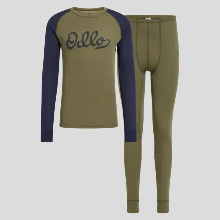 Odlo Base Layers The Active Warm Print Base Layer Set Burnt Olive 8211 Dark Sapphire 8211 Men
