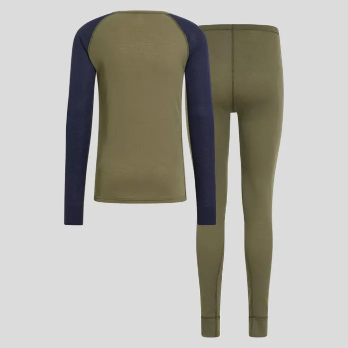 Odlo Base Layers The Active Warm Print Base Layer Set Burnt Olive 8211 Dark Sapphire 8211 Men