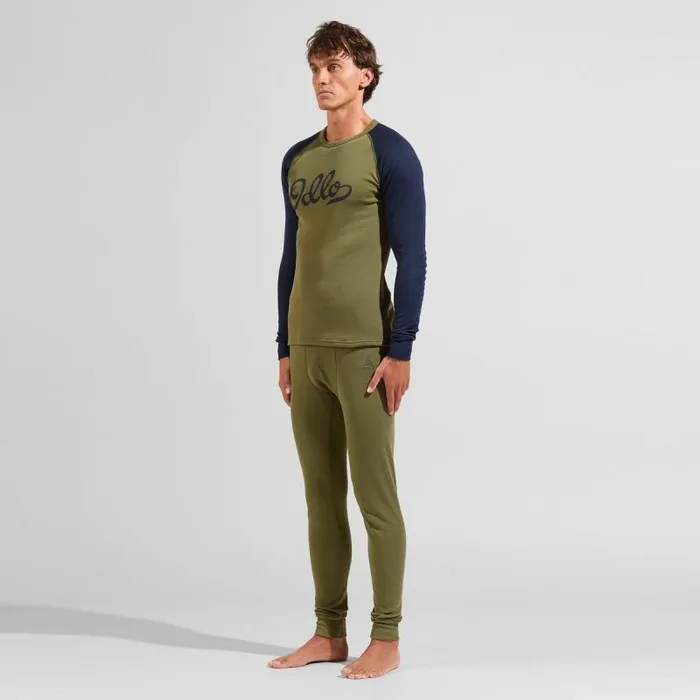 Odlo Base Layers The Active Warm Print Base Layer Set Burnt Olive 8211 Dark Sapphire 8211 Men