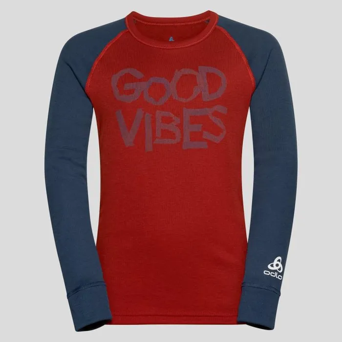 Odlo Base Layers The Active Warm Trend 039 Base Layer Top Blue Wing Teal 8211 Ketchup 8211 Kids Odlo Base Layers The Active Warm Trend 039 Base Layer Top Blue Wing Teal 8211 Ketchup 8211 Kids