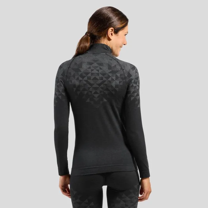 Odlo Base Layers The Kinship Performance Wool Warm Base Layer HalfZip Black Melange 8211 Women