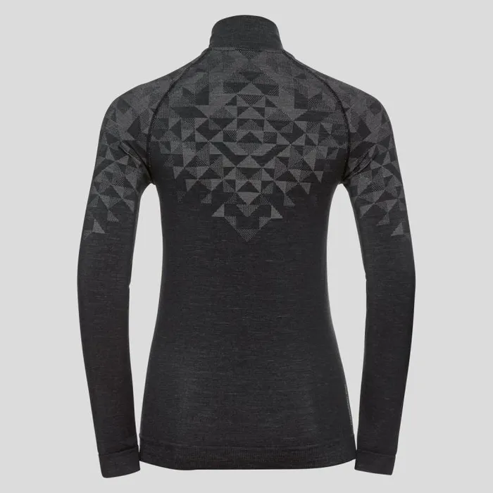 Odlo Base Layers The Kinship Performance Wool Warm Base Layer HalfZip Black Melange 8211 Women