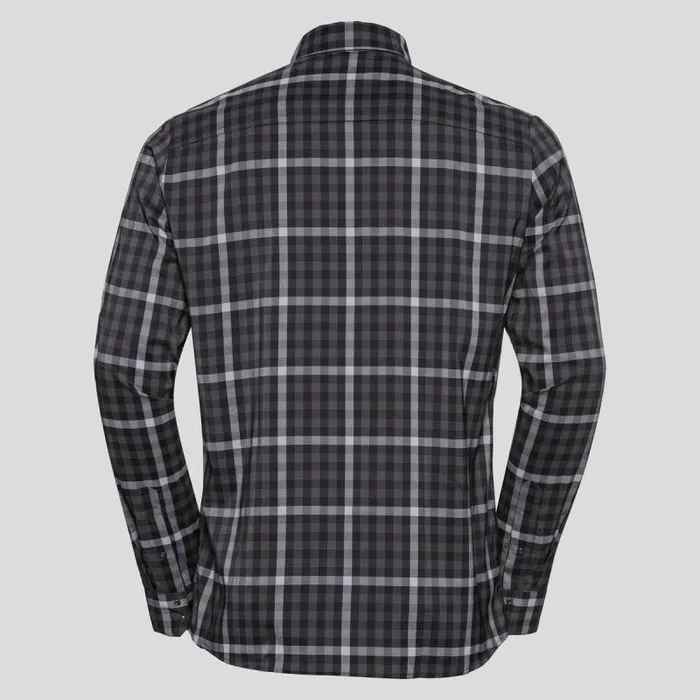 Odlo Mid Layers and Longsleeves Fairview Long Sleeve Shirt Black 8211 Odlo Graphite Grey 8211 Tradewinds 8211 Check 8211 Men