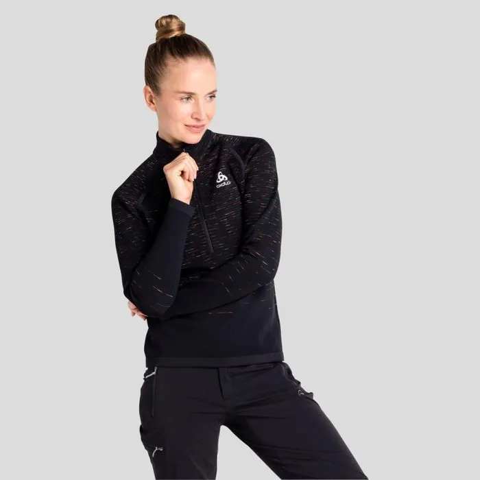 Odlo Mid Layers and Longsleeves The Blackcomb HalfZip Mid Layer Black 8211 Space Dye 8211 Women Odlo Mid Layers and Longsleeves The Blackcomb HalfZip Mid Layer Black 8211 Space Dye 8211 Women